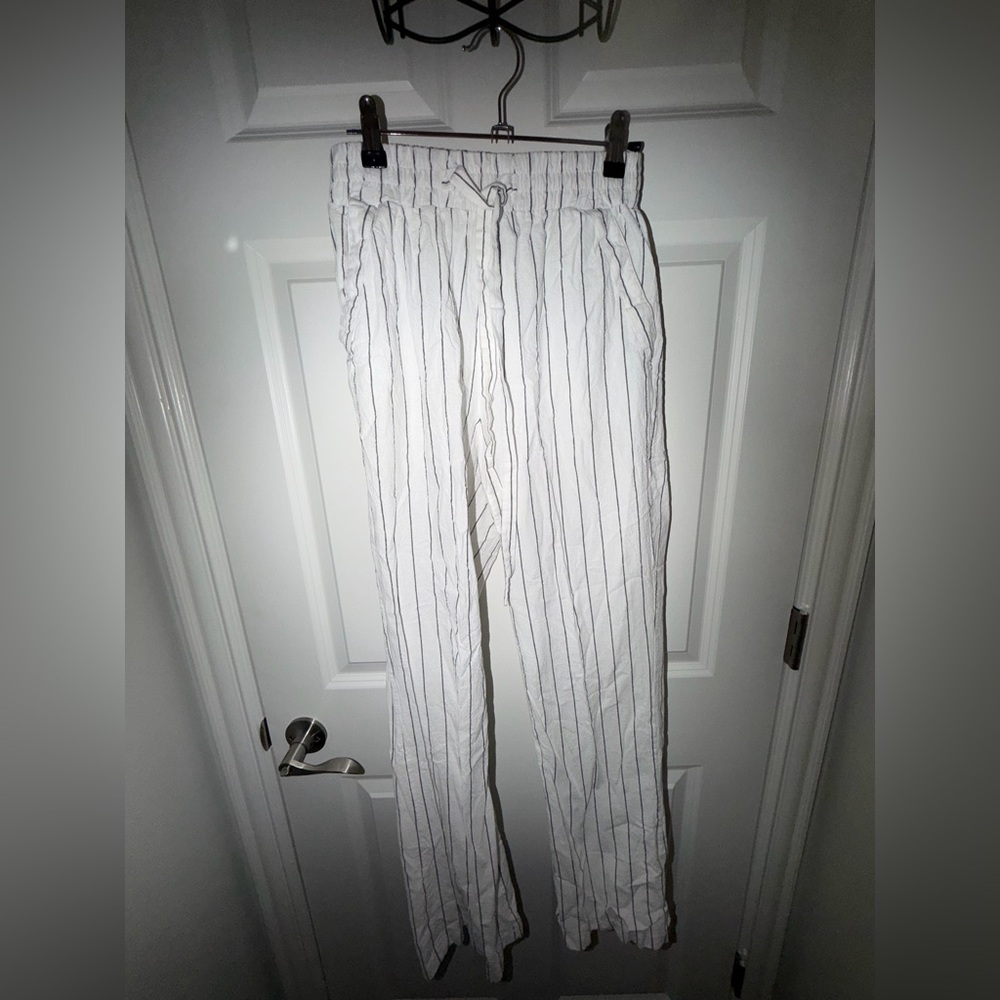 White Striped linen Pants